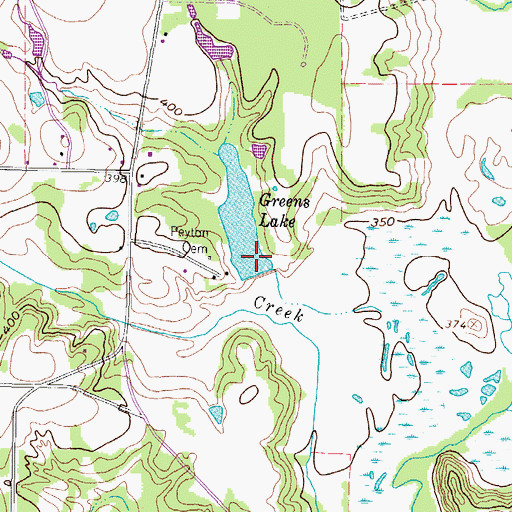 Topographic Map of Greens Lake Dam, TX