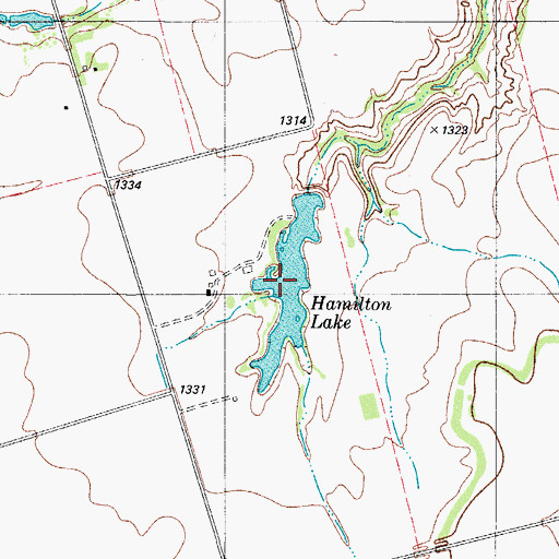 Topographic Map of Hamilton Lake, TX