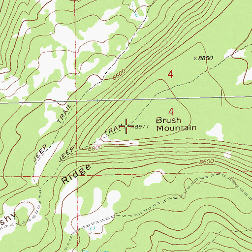 Topographic Map of Brush Mountain, CO