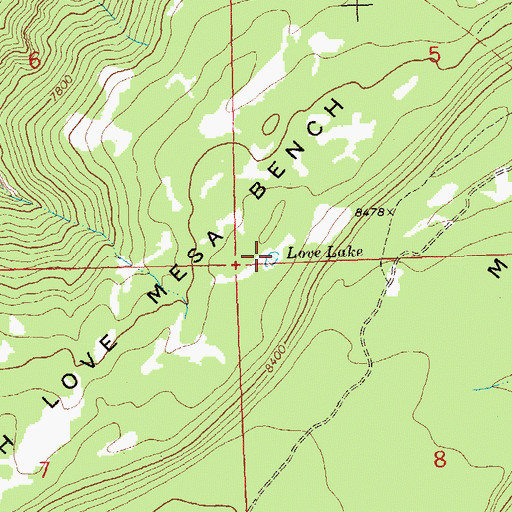 Topographic Map of Love Lake, CO