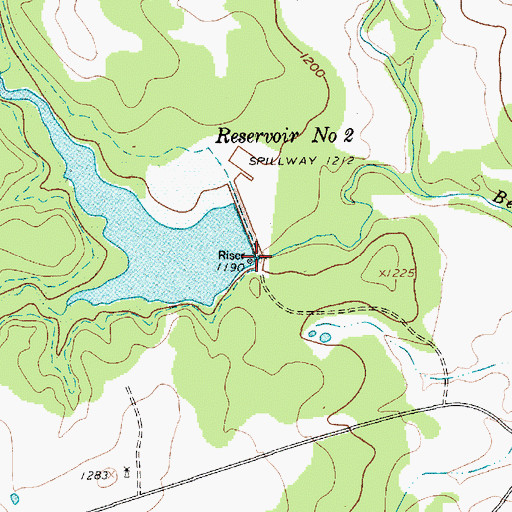 Topographic Map of Soil Conservation Service Site 2 Dam, TX