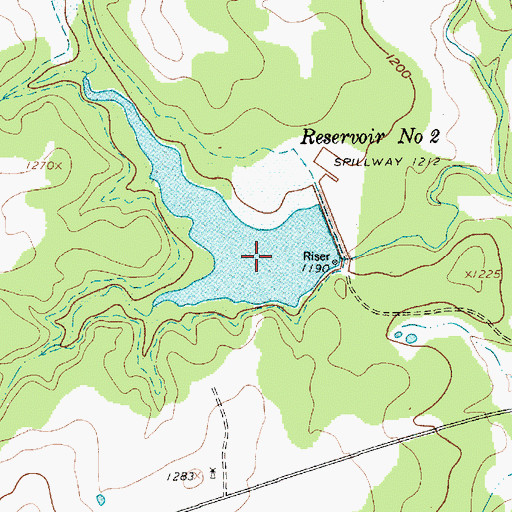 Topographic Map of Soil Conservation Service Site 2 Reservoir, TX