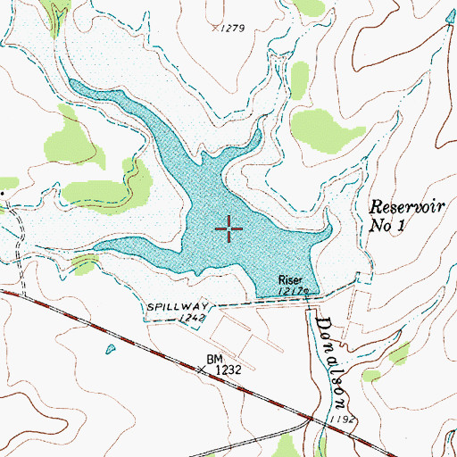 Topographic Map of Soil Conservation Service Site 1 Reservoir, TX