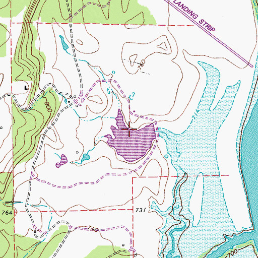 Topographic Map of Lewis Dam, TX