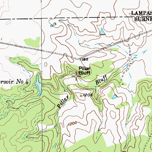 Topographic Map of Soil Conservation Service Site 4 Reservoir, TX