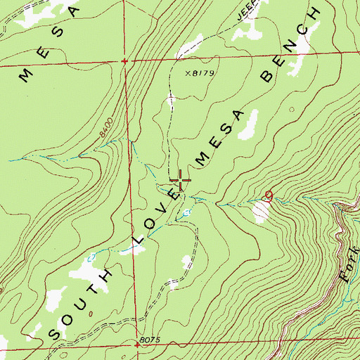Topographic Map of South Love Mesa Bench, CO