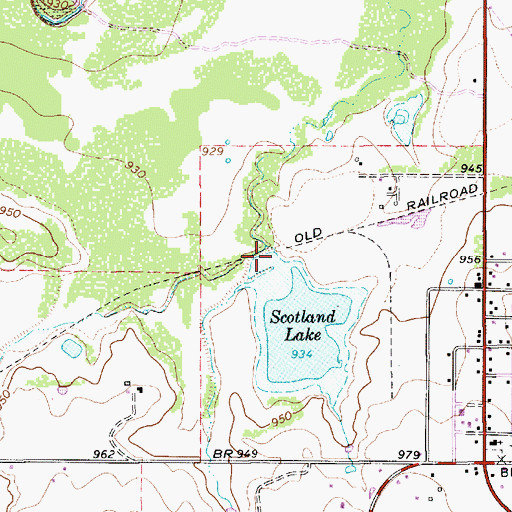 Topographic Map of Scotland Lake Dam, TX