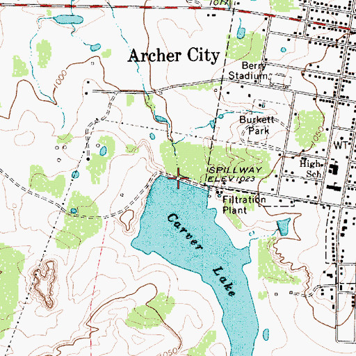 Topographic Map of Archer City Lake Dam, TX