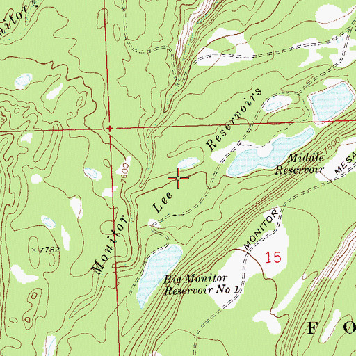 Topographic Map of Lee Reservoirs, CO