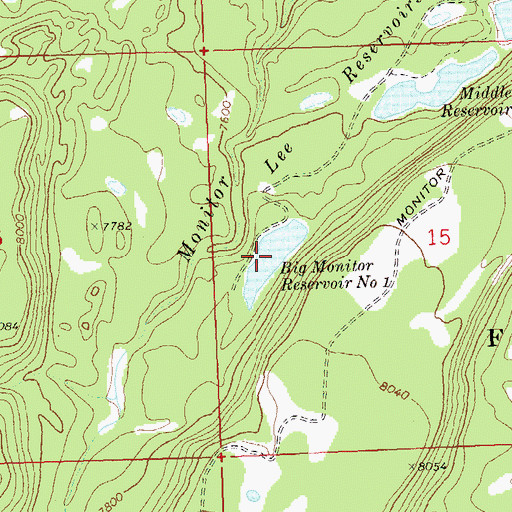 Topographic Map of Big Monitor Reservoir Number 1, CO