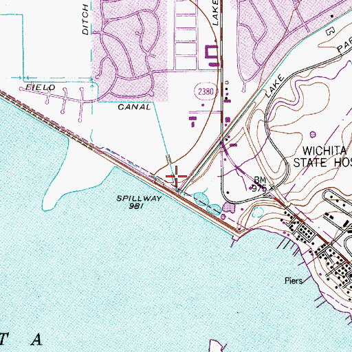 Topographic Map of Lake Wichita Dam, TX