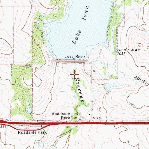 Topographic Map of Lake Iowa Park Dam, TX