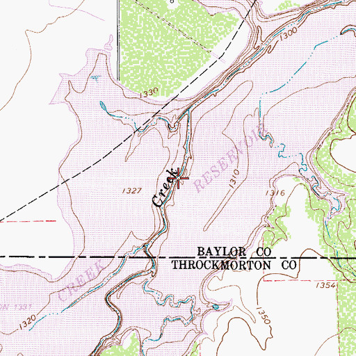 Topographic Map of Millers Creek Reservoir, TX