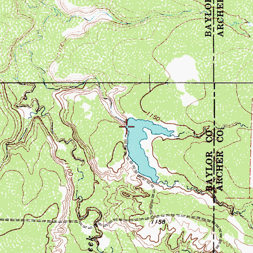 Topographic Map of Brushy Tank Dam, TX