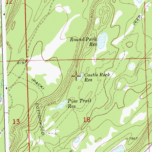 Topographic Map of Castle Rock Reservoir, CO