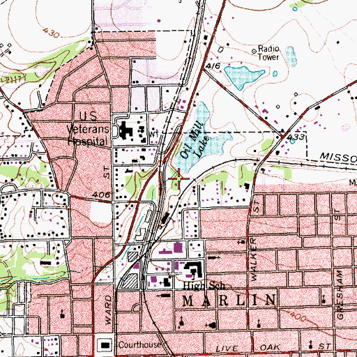 Topographic Map of Oil Mill Lake Dam, TX