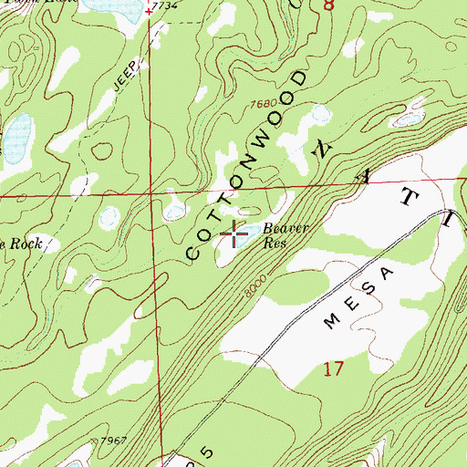 Topographic Map of Beaver Reservoir, CO