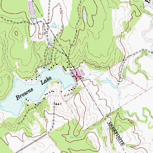 Topographic Map of Browns Dam, TX