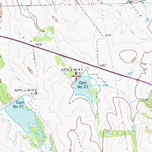Topographic Map of Soil Conservation Service Site 22 Dam, TX