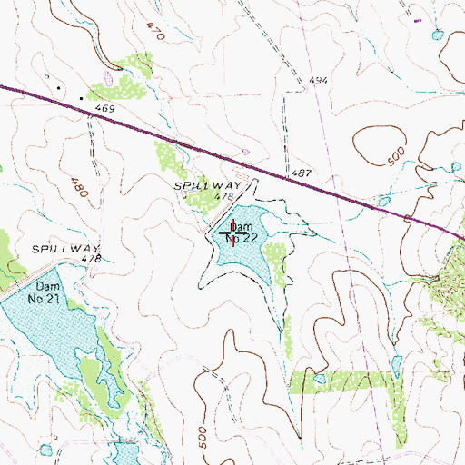Topographic Map of Soil Conservation Service Site 22 Reservoir, TX