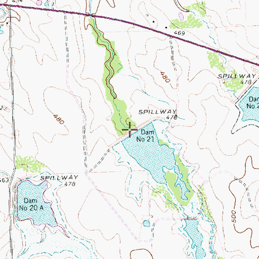 Topographic Map of Soil Conservation Service Site 21 Dam, TX
