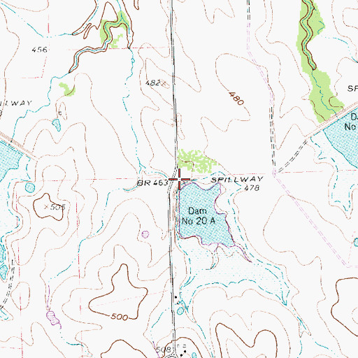 Topographic Map of Soil Conservation Service Site 20a Reservoir, TX