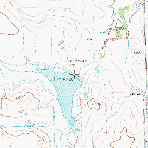 Topographic Map of Soil Conservation Service Site 20 Dam, TX