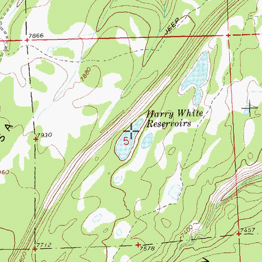 Topographic Map of Harry White Reservoirs, CO