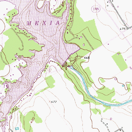 Topographic Map of Bistone Dam, TX