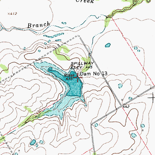 Topographic Map of Soil Conservation Service Site 13 Dam, TX