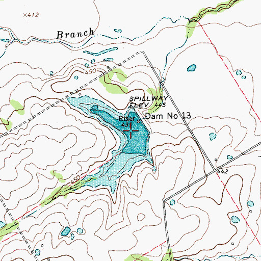 Topographic Map of Soil Conservation Service Site 13 Reservoir, TX