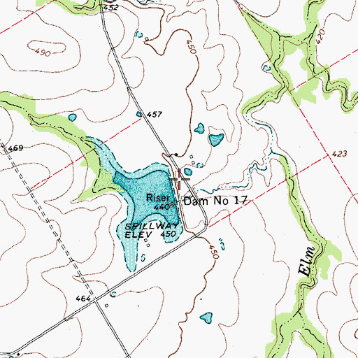 Topographic Map of Soil Conservation Service Site 17 Dam, TX