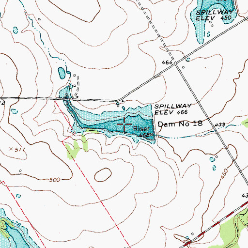 Topographic Map of Soil Conservation Service Site 18 Reservoir, TX