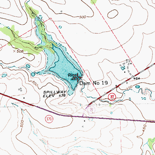 Topographic Map of Soil Conservation Service Site 19 Dam, TX