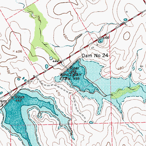 Topographic Map of Soil Conservation Service Site 24 Reservoir, TX