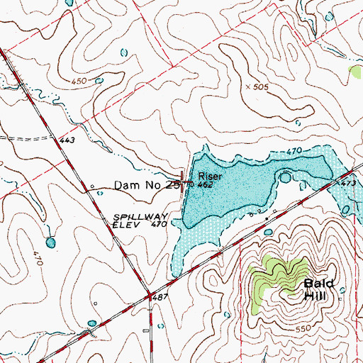 Topographic Map of Soil Conservation Service Site 25 Dam, TX