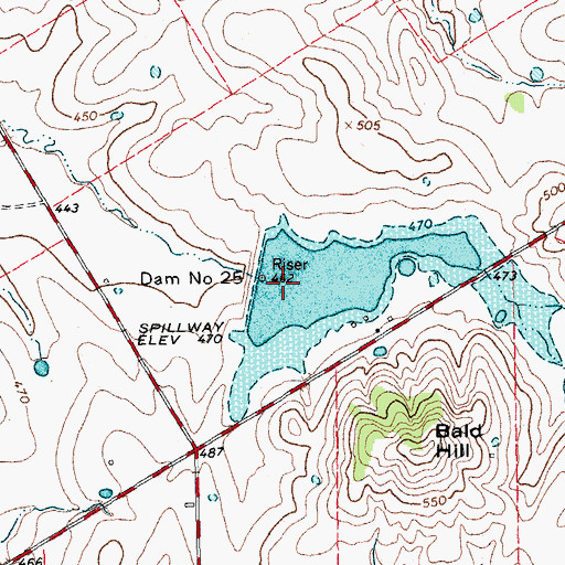 Topographic Map of Soil Conservation Service Site 25 Reservoir, TX