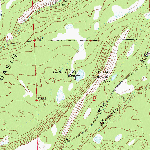 Topographic Map of Lone Pine Reservoir, CO