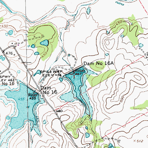 Topographic Map of Soil Conservation Service Site 16a Reservoir, TX