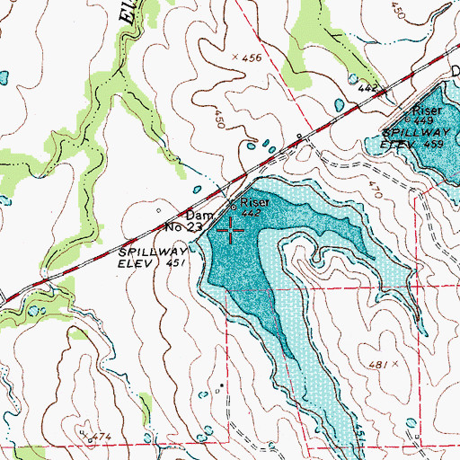 Topographic Map of Soil Conservation Service Site 23 Reservoir, TX