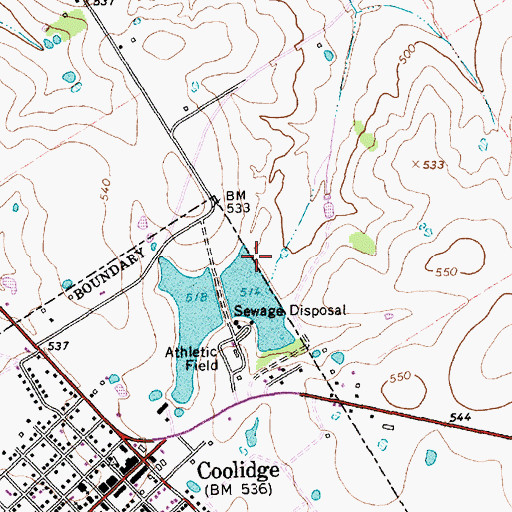 Topographic Map of City of Coolidge Lake Number 2 Dam, TX