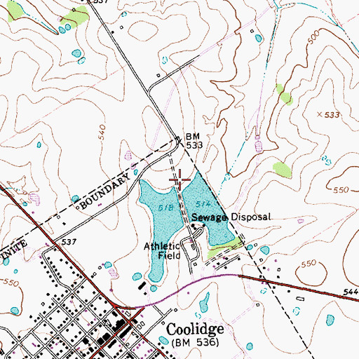 Topographic Map of City of Coolidge Lake Number 1, TX