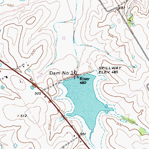 Topographic Map of Soil Conservation Service Site 10 Dam, TX