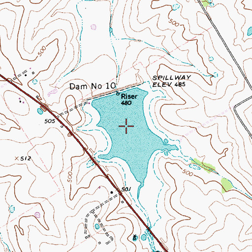 Topographic Map of Soil Conservation Service Site 10 Reservoir, TX