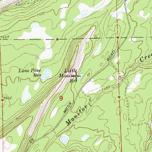 Topographic Map of Little Monitor Reservoir (historical), CO