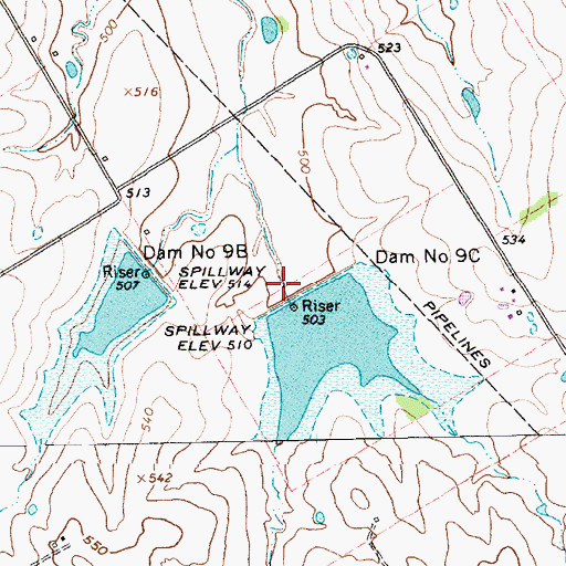 Topographic Map of Soil Conservation Service Site 9c Reservoir, TX
