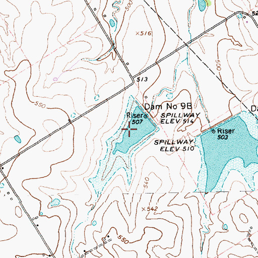 Topographic Map of Soil Conservation Service Site 9b Reservoir, TX