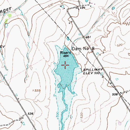 Topographic Map of Soil Conservation Service Site 8 Reservoir, TX