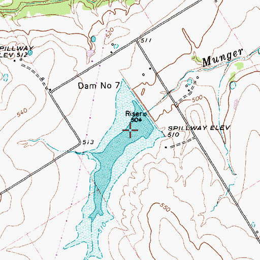 Topographic Map of Soil Conservation Service Site 7 Reservoir, TX