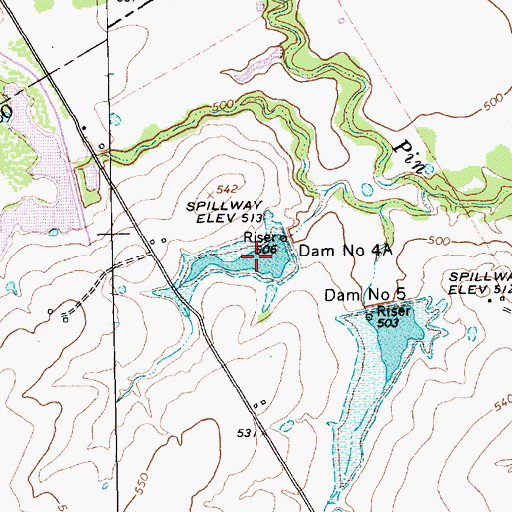 Topographic Map of Soil Conservation Service Site 4a Reservoir, TX